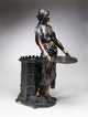 Ethier Standing Woman Resin Statue Planter, Black/Brown/Gold