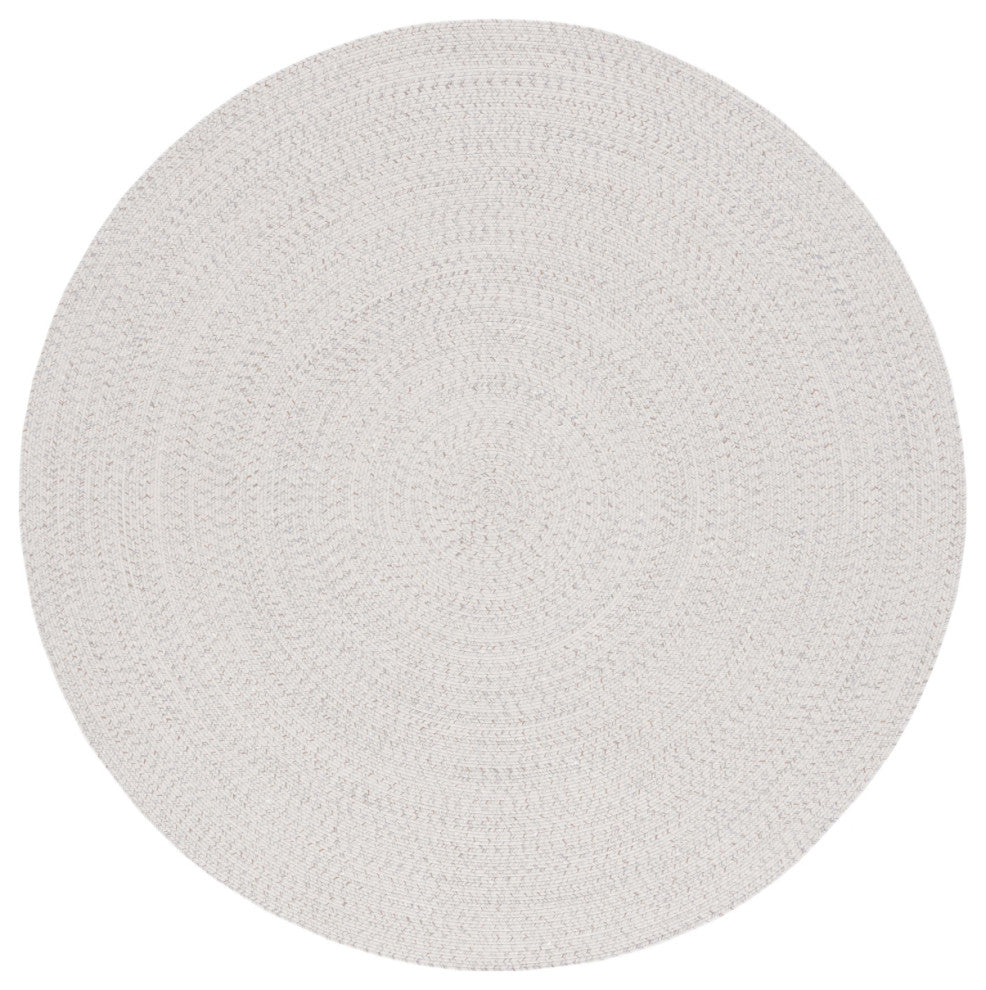 Safavieh Braided BRA201 Rug Machine-Washable, Ivory/Light Grey, 3' Round
