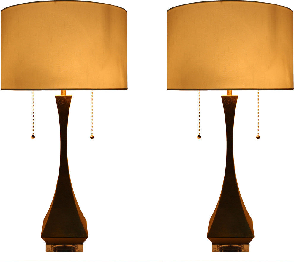 Urbanest, Set of 2, Messina Table Lamps, Antique Gold, 28" Tall
