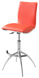 Orange Leatherette Swivel Bar Stool With Gas Lift