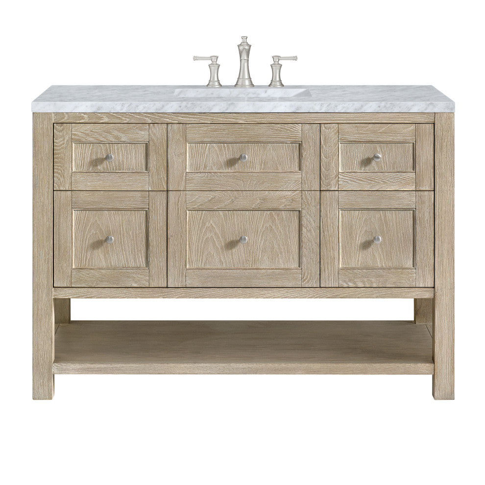 Breckenridge 48" Single Vanity, Oak, 3 CM Carrara White Marble Top