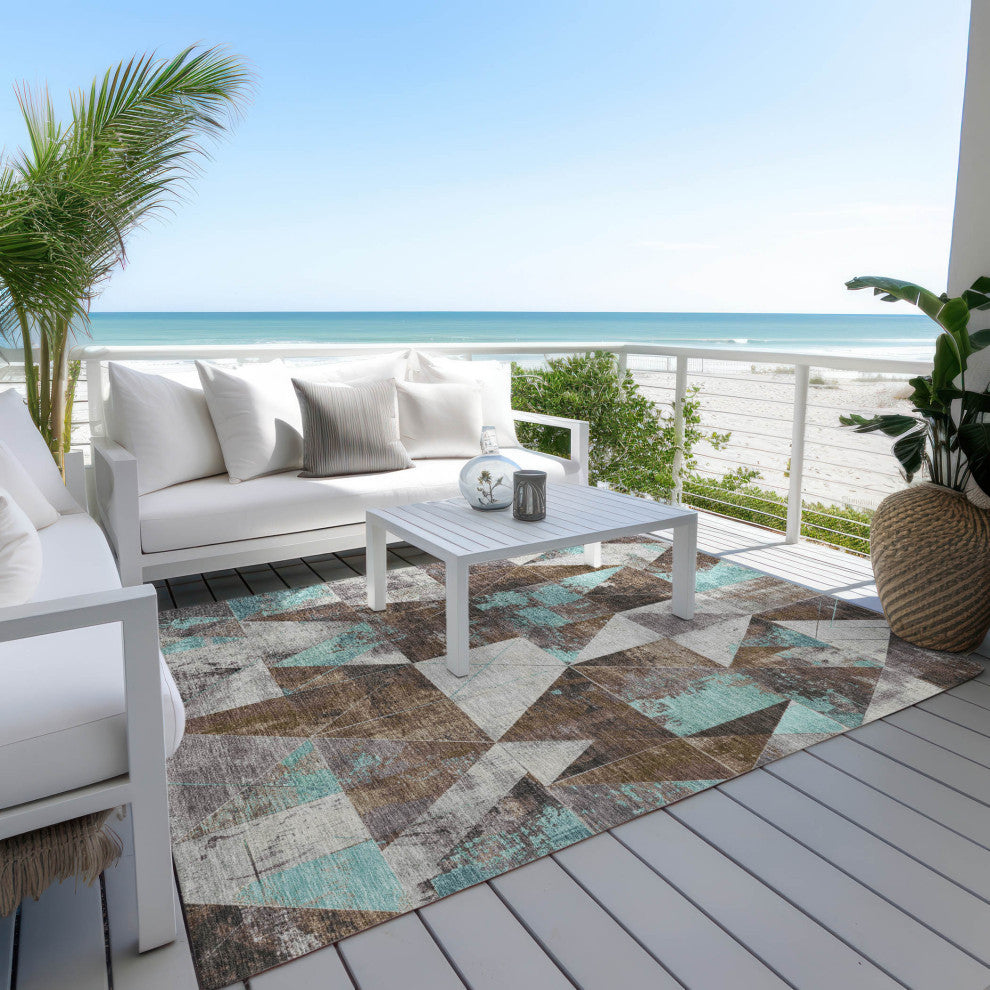 Machine Washable Indoor/Outdoor Chantille ACN1888 Chocolate 5' x 7'6" Rug