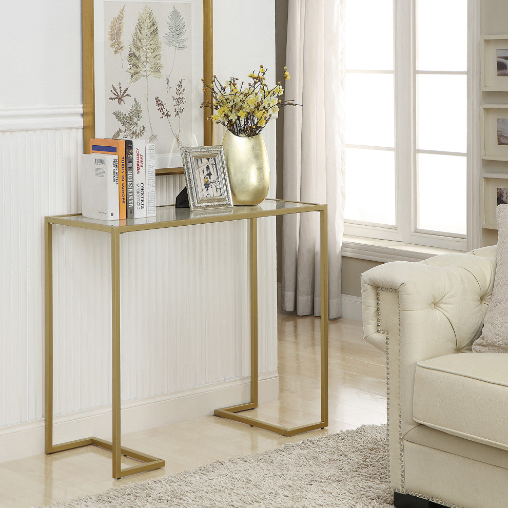 Ellie Glass Top Console, Gold