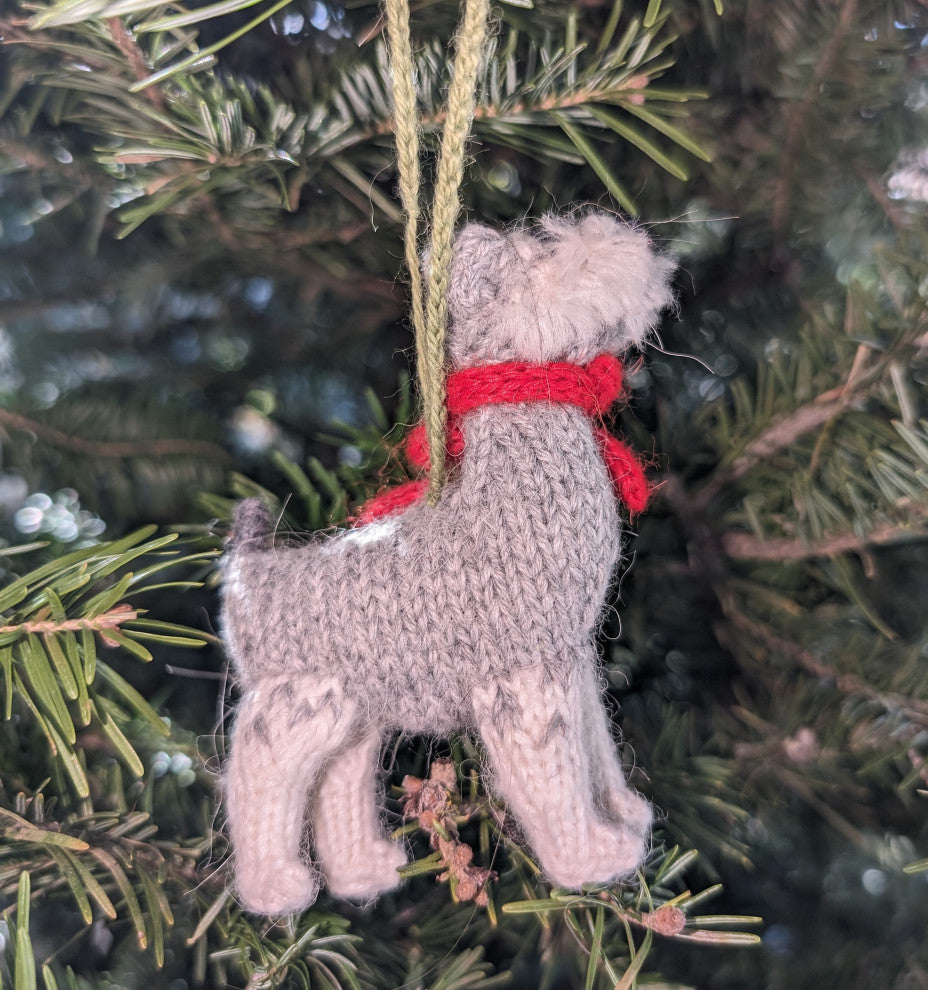 Hand-Knit Schnauzer Christmas Ornament