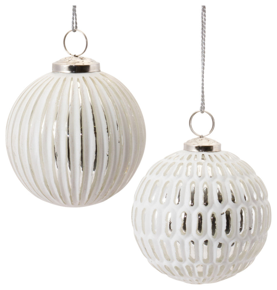 Frosted Glass Ball Ornament, 6-Piece Set