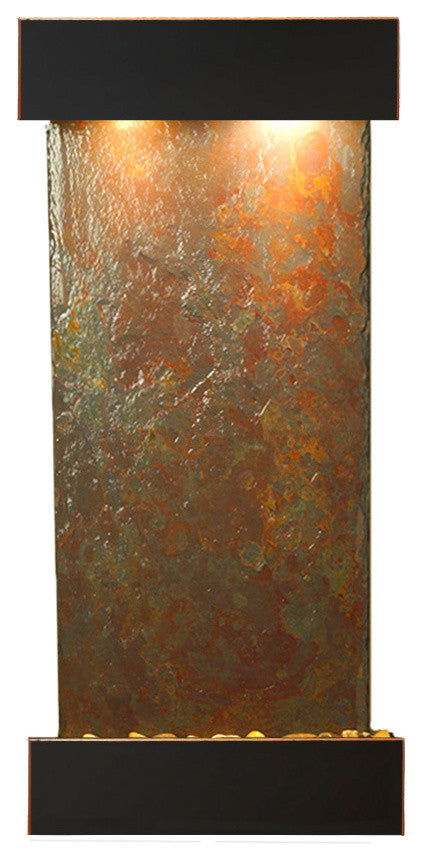 Cascade Springs Water Fountain, Multi-Color Slate, Blackened Copper, Square