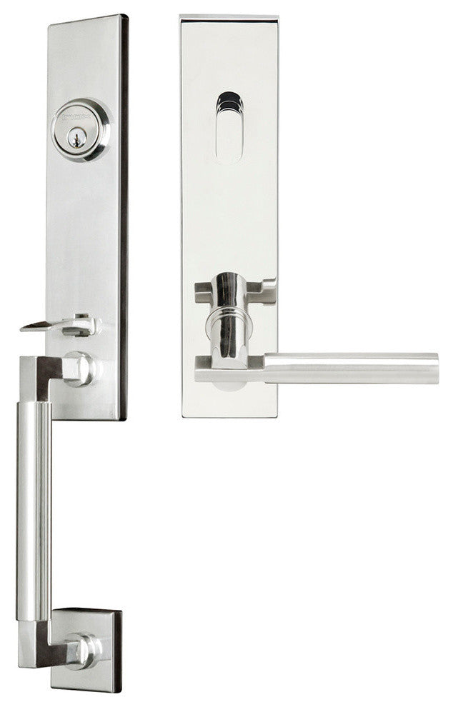 Sequoia Lever, Tubular Entry Handle set, Left Hand, Polished Stainless Steel