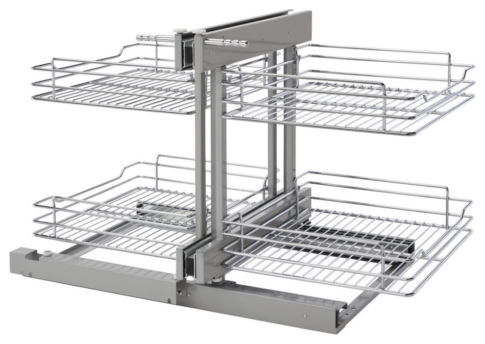 Steel 2-Tier Pull Out Organizer for Blind Corner Cabinets With Soft Close, 18"