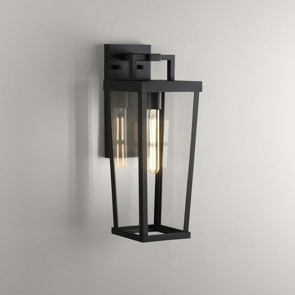 Tryon One-Light Black New Traditional Outdoor Wall Lantern, 7x7x18"