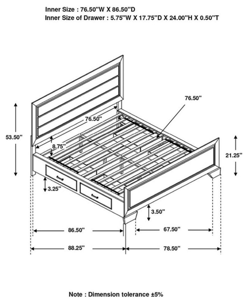 Coaster Kauffman Wood California King Storage Bed Washed Taupe