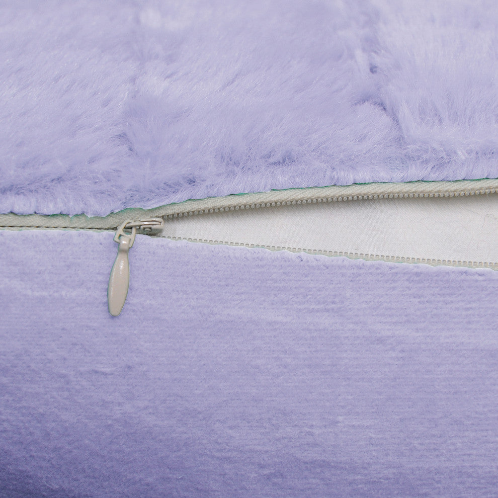 Rabbit Faux Fur Throw Blanket With 2 Pillows, Paisley Purple