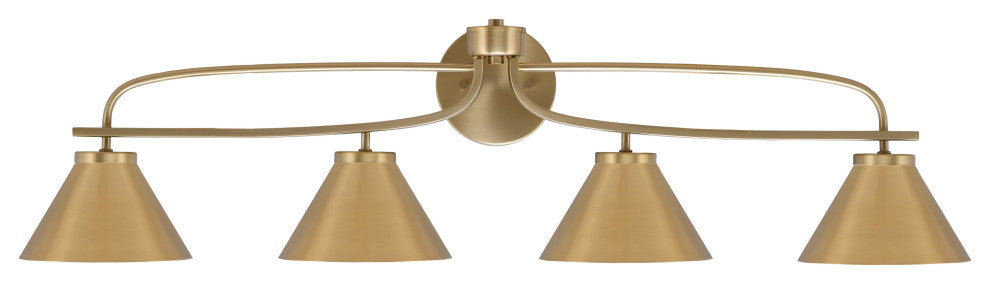 Cavella 4 Light Bath Bar, New Age Brass Finish, 7" New Age Brass Metal Shades