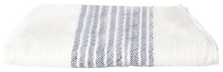 Kontex-Flax Line Organic Towels, Ivory/Navy, Bath Towel