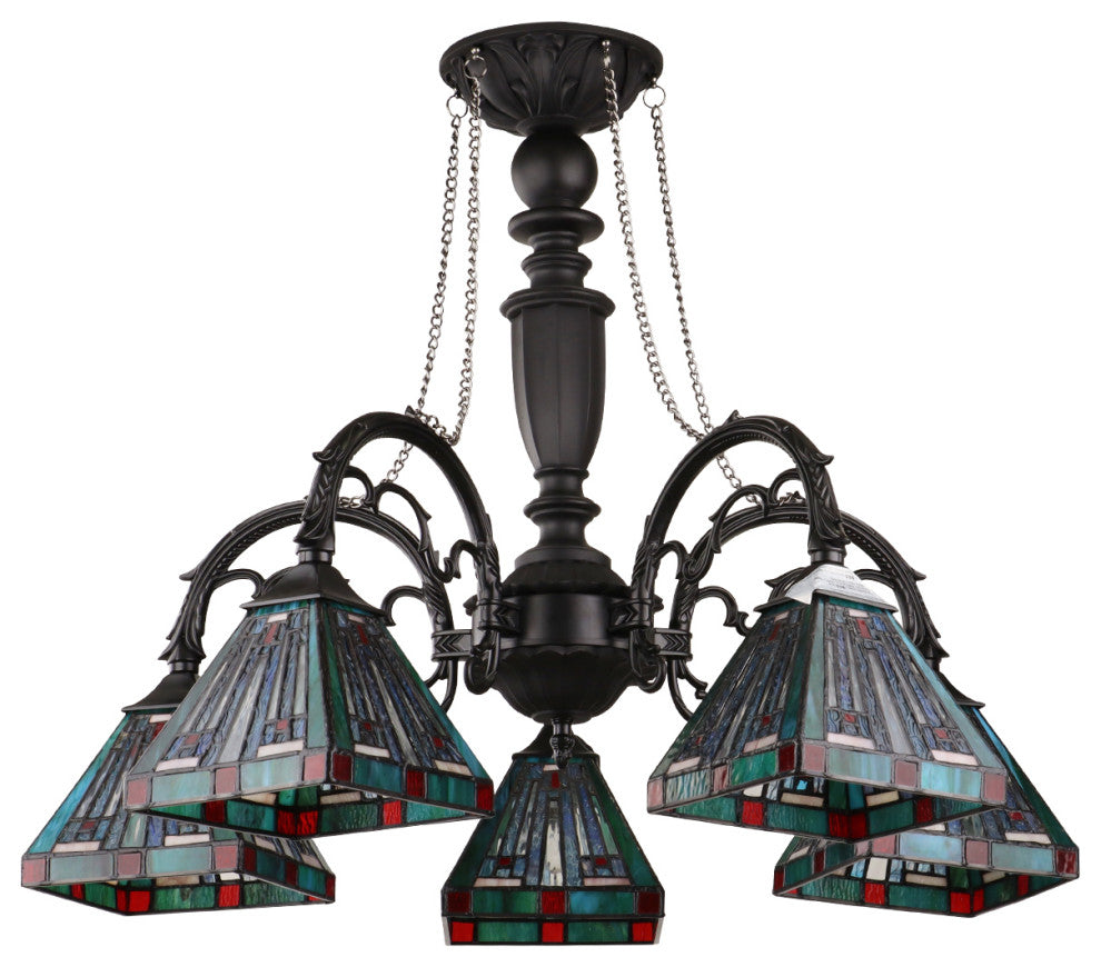 Innes Tiffany 5-Light Mission Large Chandelier 27" Wide
