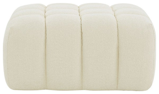 Safavieh Couture Calyna Boucle Ottoman, Creme