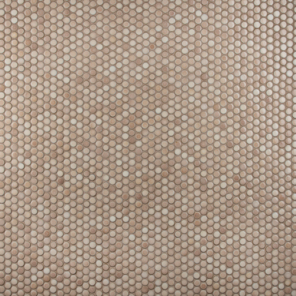 Hudson Penny Porcelain Mosaic Floor and Wall Tile, Truffle