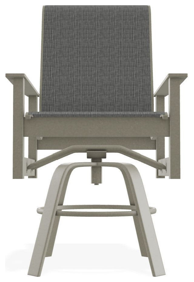 Leeward Sling Balcony Height Outdoor Swivel Armchair, Anchor/Storm
