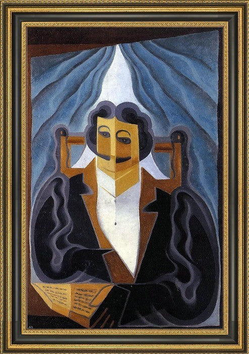 Juan Gris Portrait of a Man - 16" x 24" Framed Premium Canvas Print