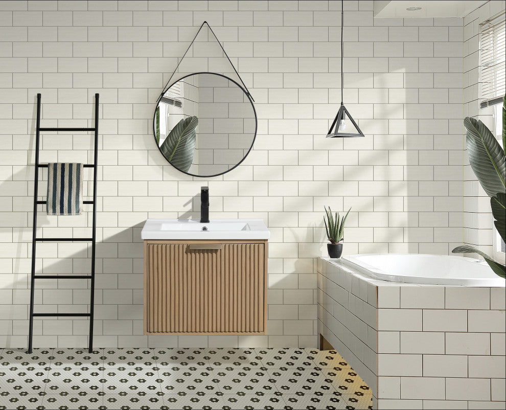 Ari Kitchen and Bath San Diego Bath Vanity, Oak, 24", Floating