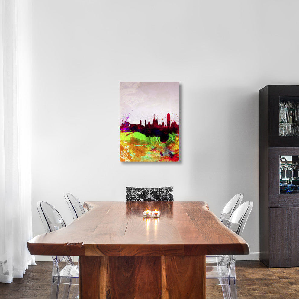 "Barcelona Watercolor Skyline" Fine Art Print