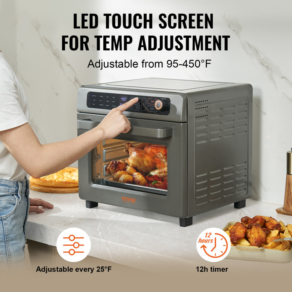 VEVOR Air Fryer Toaster Oven 1700W Stainless Steel Convection Oven, 25 L 12-in-1