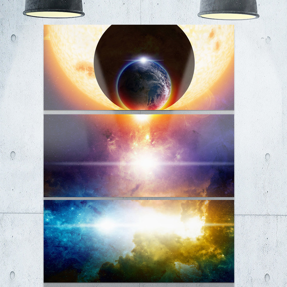 "Abstract Space Background" Digital Metal Wall Art, 3 Panels, 28"x36"