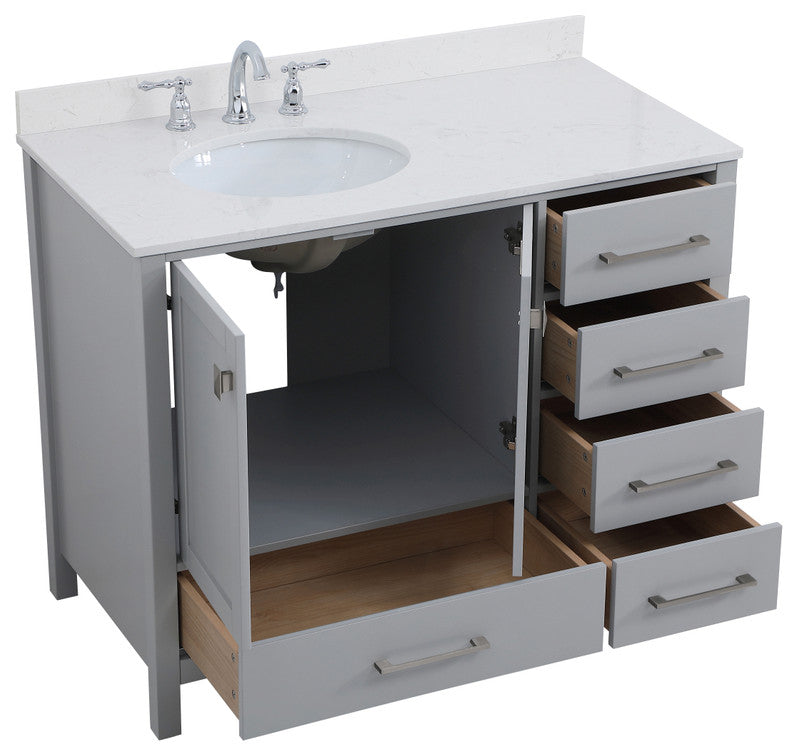 Iris 42" Single Bathroom Vanity, Gray With Backsplash