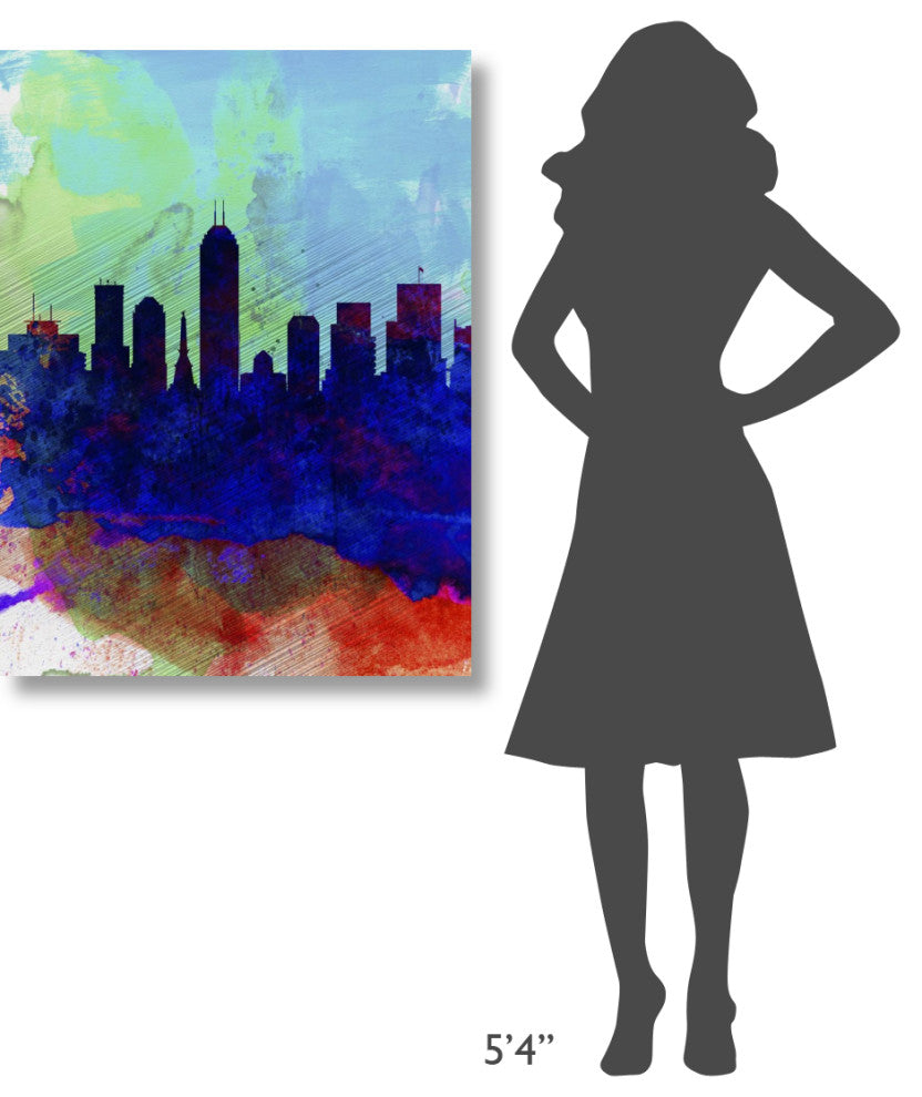 "Indianapolis Watercolor Skyline" Fine Art Print