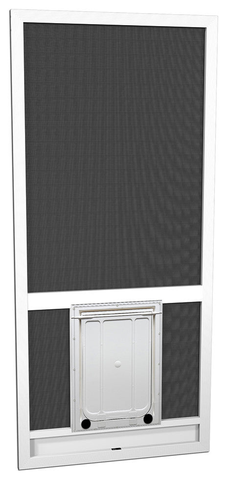 Screen Door Aluminum With Pet Door 80"x36" White