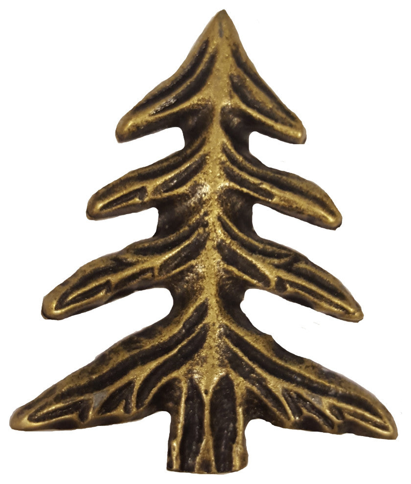 Pine Tree Cabinet Knob, Antique Brass