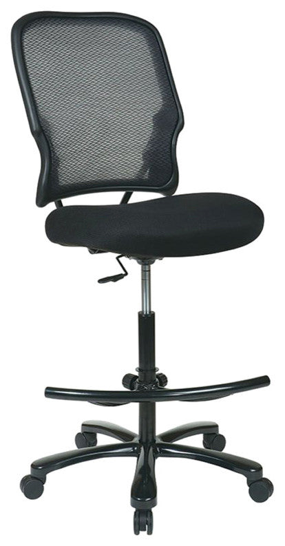 Big Man's Dark Airgrid Back Drafting Chair With Black Mesh Double Layer Seat