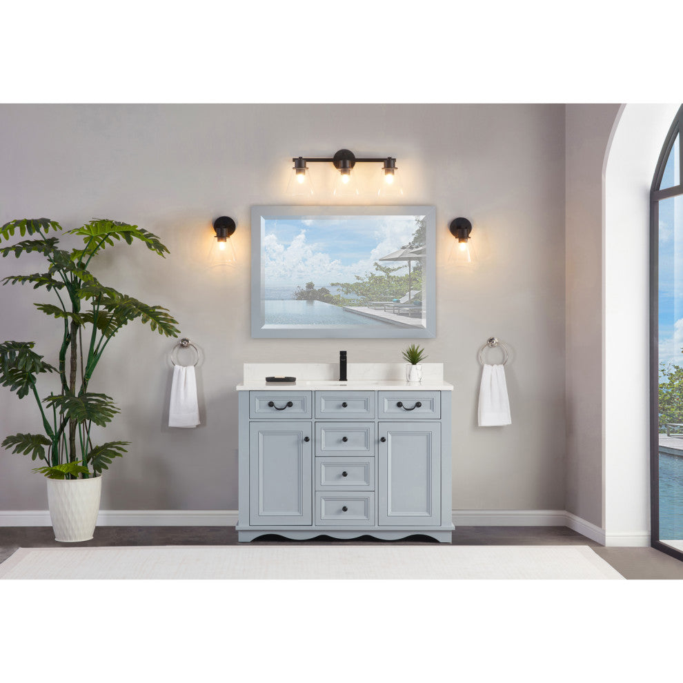 Legion Furniture WS2512 Series Bathroom Sink Vanity, Cadet, 48", Artificial Stone Top, Single Sink