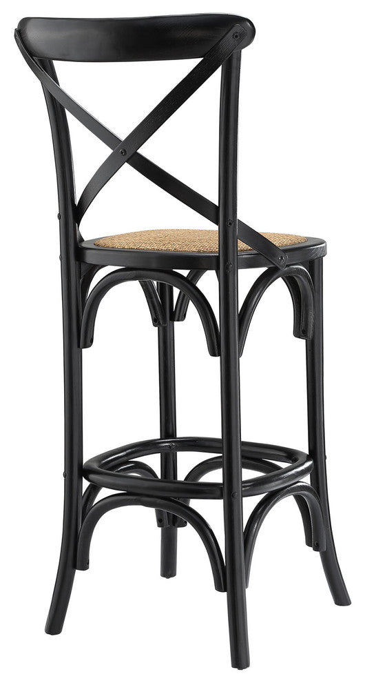 Modern Urban Contemporary Bar Stool, Black Wood