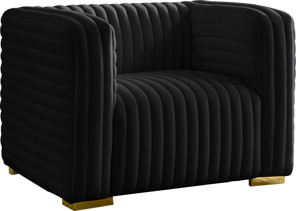 Ravish Velvet Upholstered Chair, Black, Chair