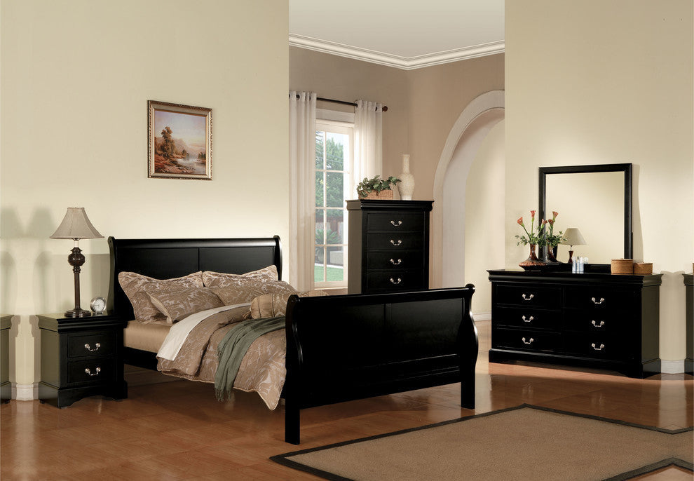 ACME Louis Philippe III EK Bed, Black, Queen Bed