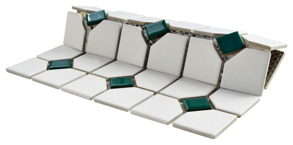 Oxford Matte White w/ Green Dot Porcelain Floor and Wall Tile