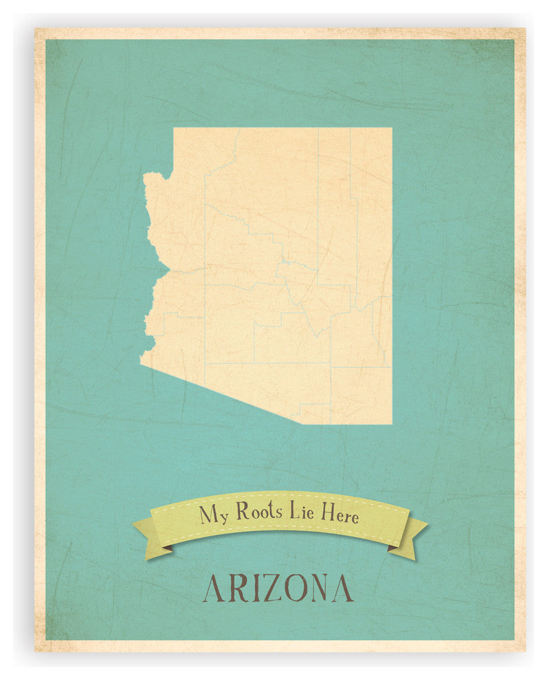 My Roots Arizona State Map Paper Print, 18x24