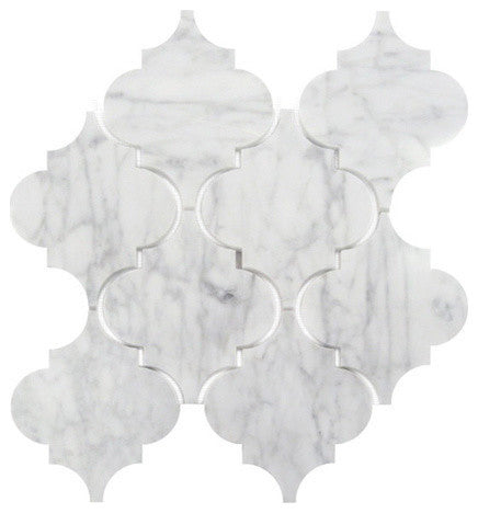 Arabescato Carrara Arabesque Interlocking Honed Tile, 10 Sq. ft., 12"x12"