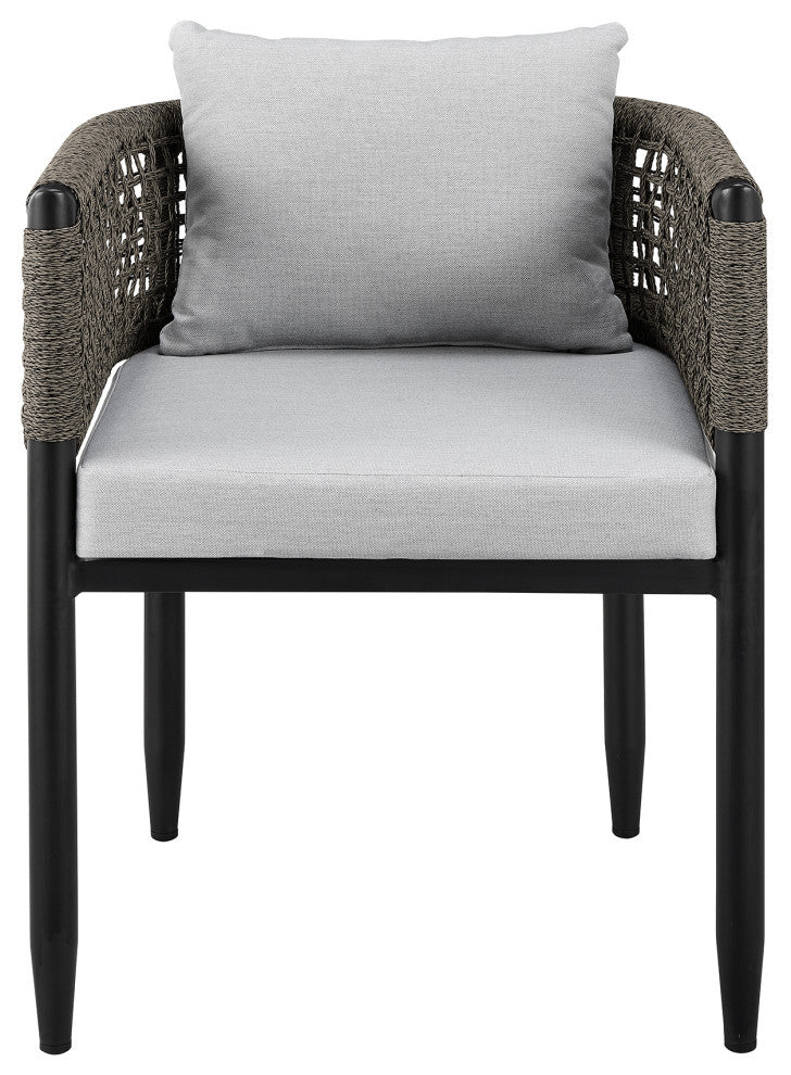 Alegria Outdoor Dining Chair in Aluminum with Gray Rope and Cushions - Set of 2