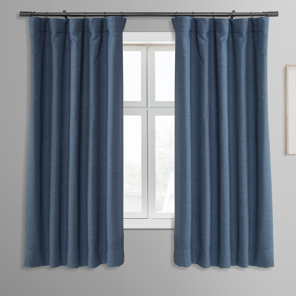 Bellino Blackout Room Darkening Single Panel Curtain, Wild Blue, 50"x63"