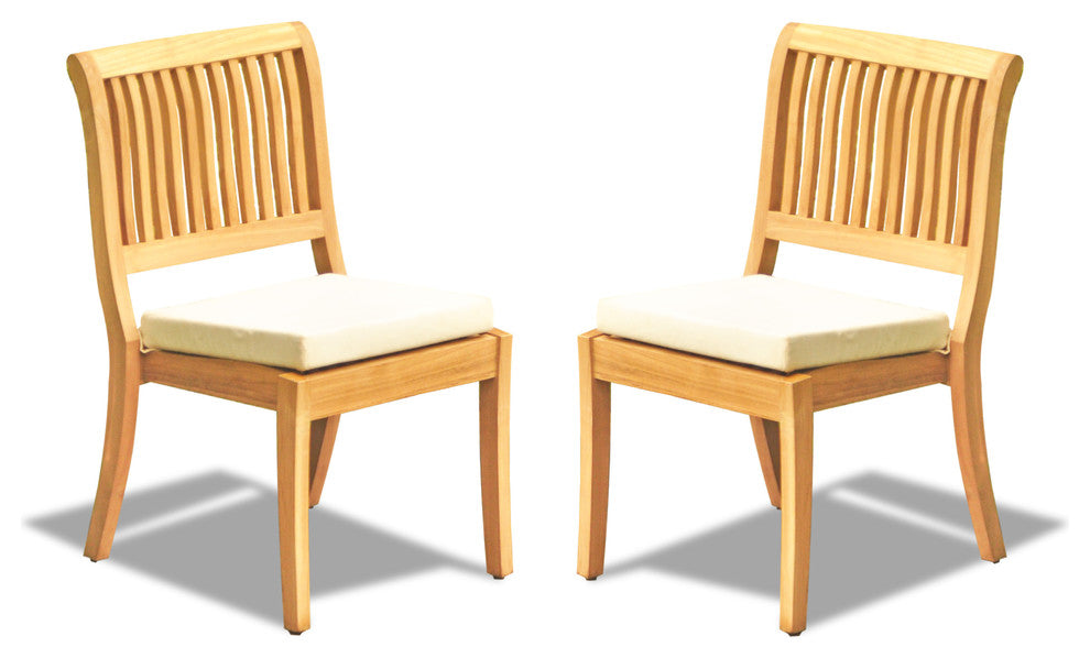 Arbor Stacking Armless Chairs, Teak Outdoor Dining Patio, Set of 2