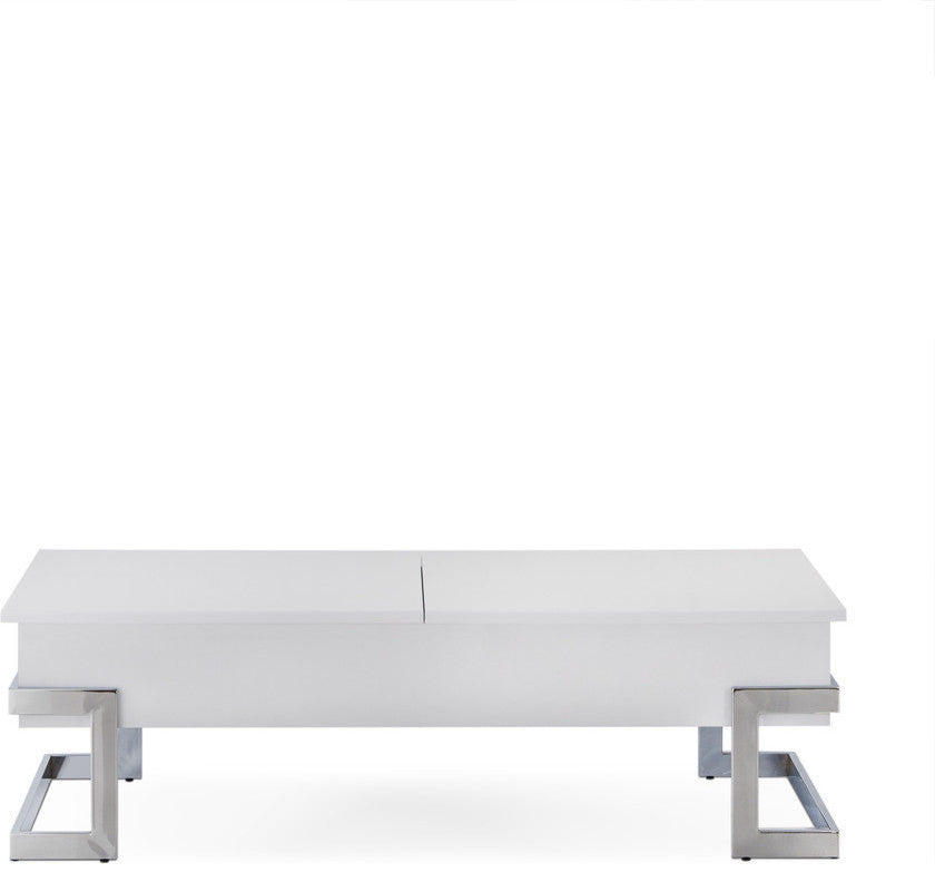 Acme Calnan Coffee Table With Lift Top White and Chrome