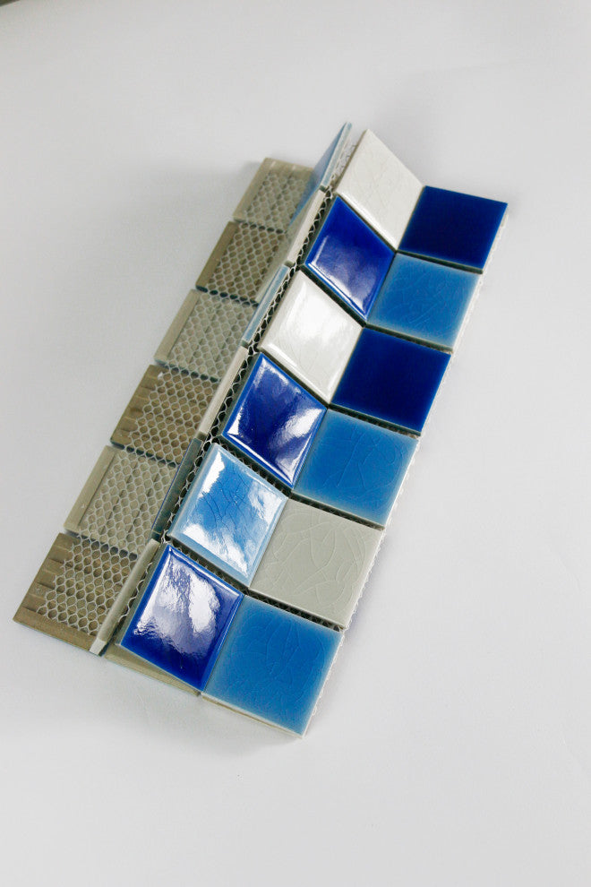 Monet 12"x 12" Porcelain Square Mosaic Tile,Blue/White, Piece