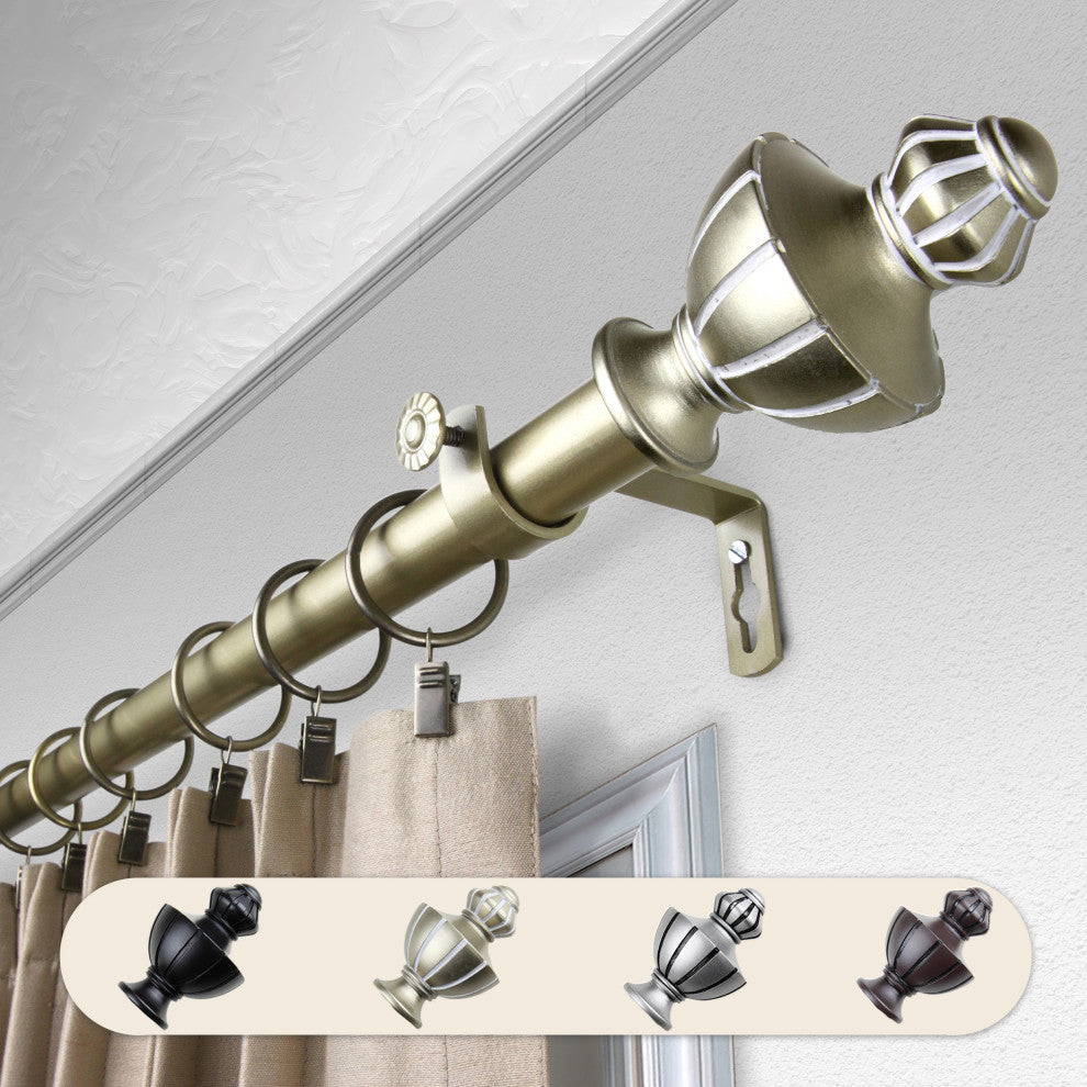 Jacob 1" Curtain Rod, Light Gold, 48-84"