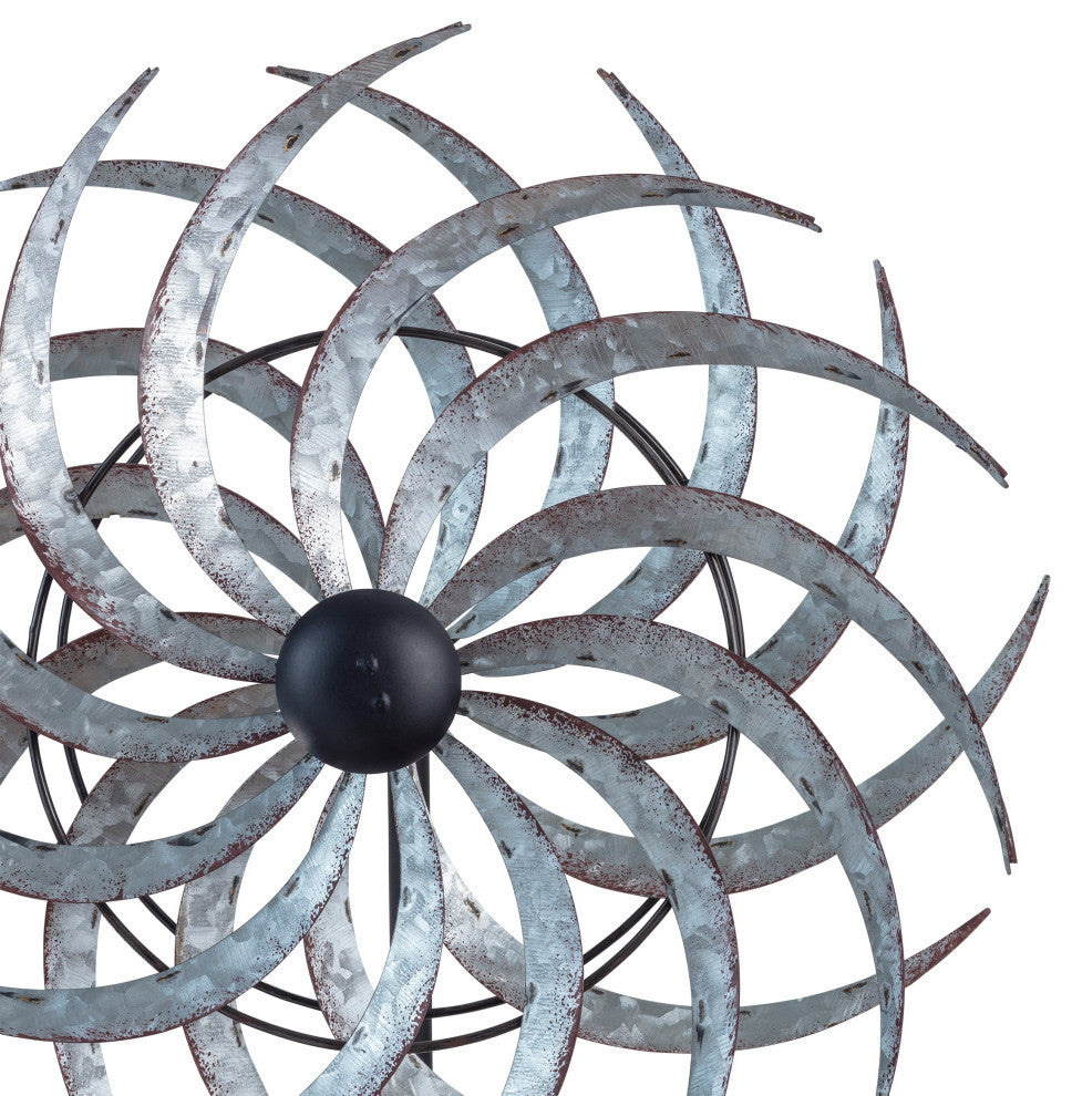 Galvanized Dual Wind Spinner Garden Stake