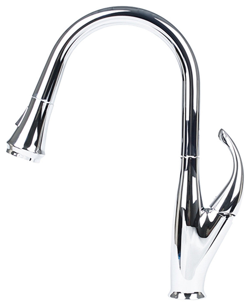 Cosmo Modern Luxury High Arc Pull-Down Tap Mixer Kitchen Faucet, Chrome