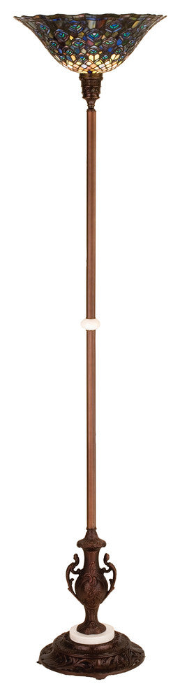 70H Tiffany Peacock Feather Torchiere
