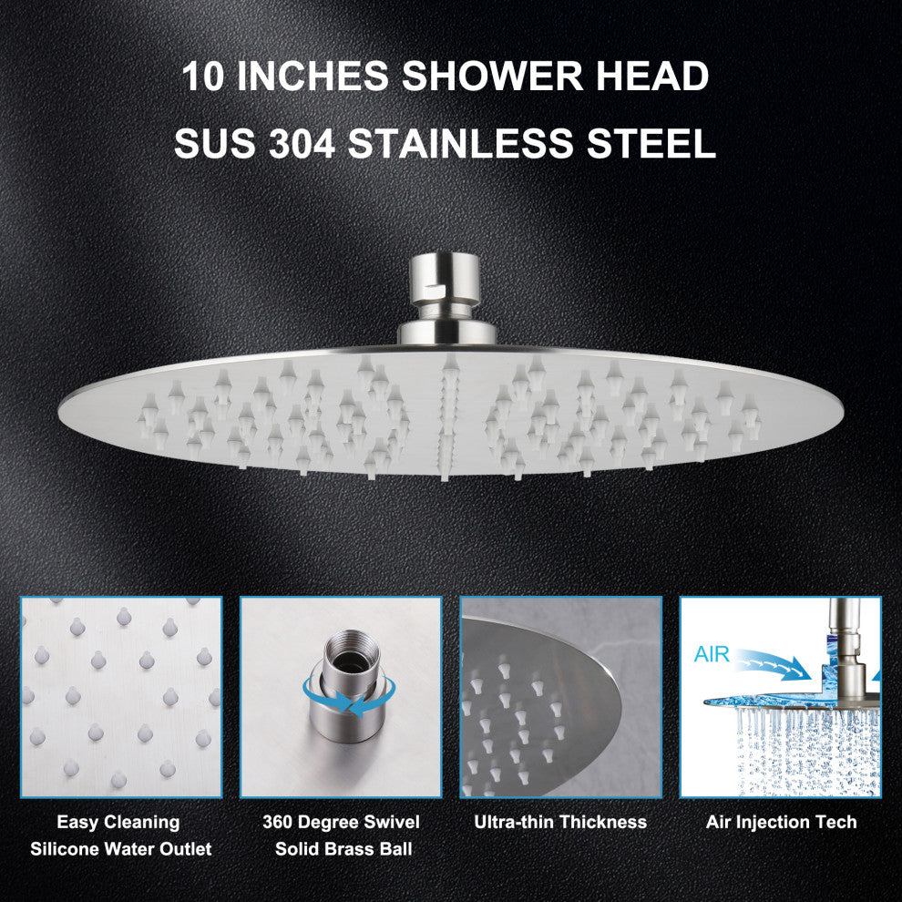 Complete Shower System With Rough-In Valve, Brushed Nickel
