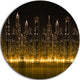 City With Illuminated Skyscrapers, Cityscape Disc Metal Wall Art, 36"