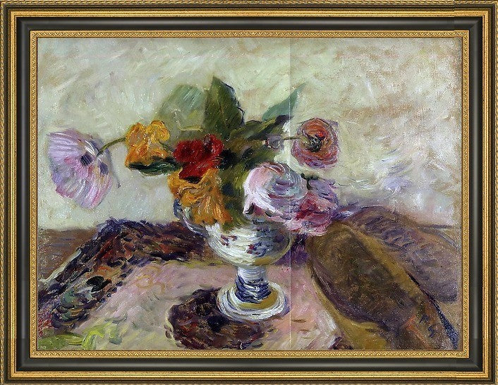 Paul Gauguin Vase of Flowers Framed Premium Canvas Print, 21"x28"